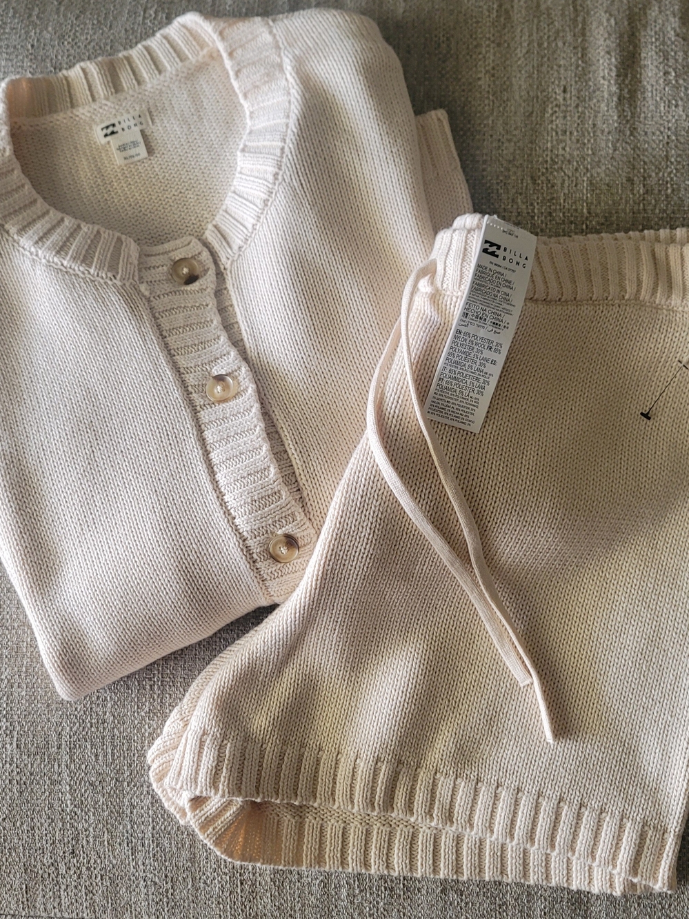 Billabong Cream Knitted Cardigan Short-set
